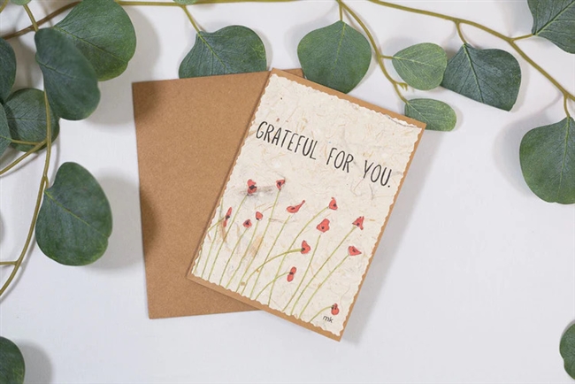 Banana Paper Grate for You Poppies Card