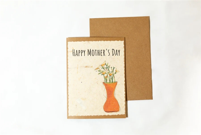 Banana Paper Mother's Day Cards - Vase with Flowers