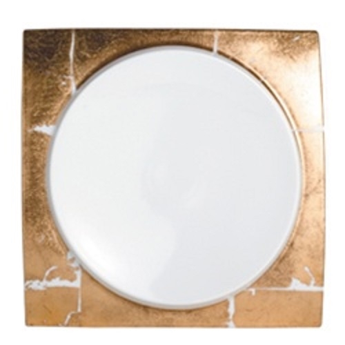 Bernardaud Gold Leaf Dinner Plate Luna Shape 11"x11"