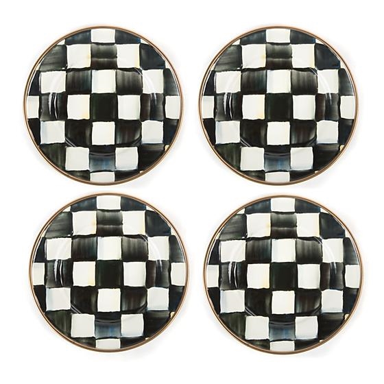 Mackenzie-Childs Courtly Check Enamel Canape Plates - Set of 4