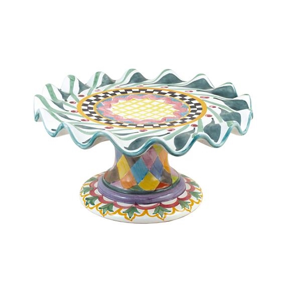 MacKenzie-Childs Taylor Odd Fellows Fluted Cake Stand