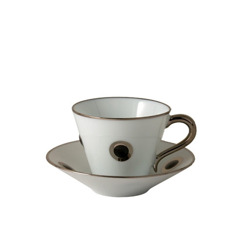 Bernardaud Ithaque Platinum Black Cup & Saucer