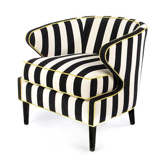 Mackenzie-Childs Marquee Accent Chair Chenille Black Stripe