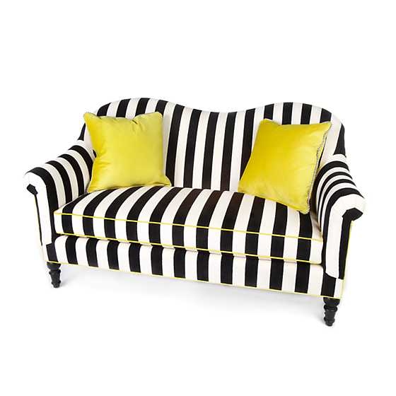 Mackenzie-Childs Marquee Loveseat Chenille Black Stripe