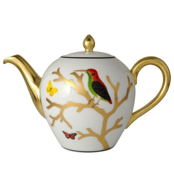 Bernardaud Aux Oiseaux Teapot Boule Shape