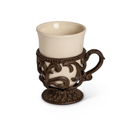 The GG Collection 9oz. Cups w/Holder, Set/4 - Cream