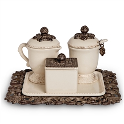 The GG Collection Creamer/Sugar/Sweetener Set On Tray