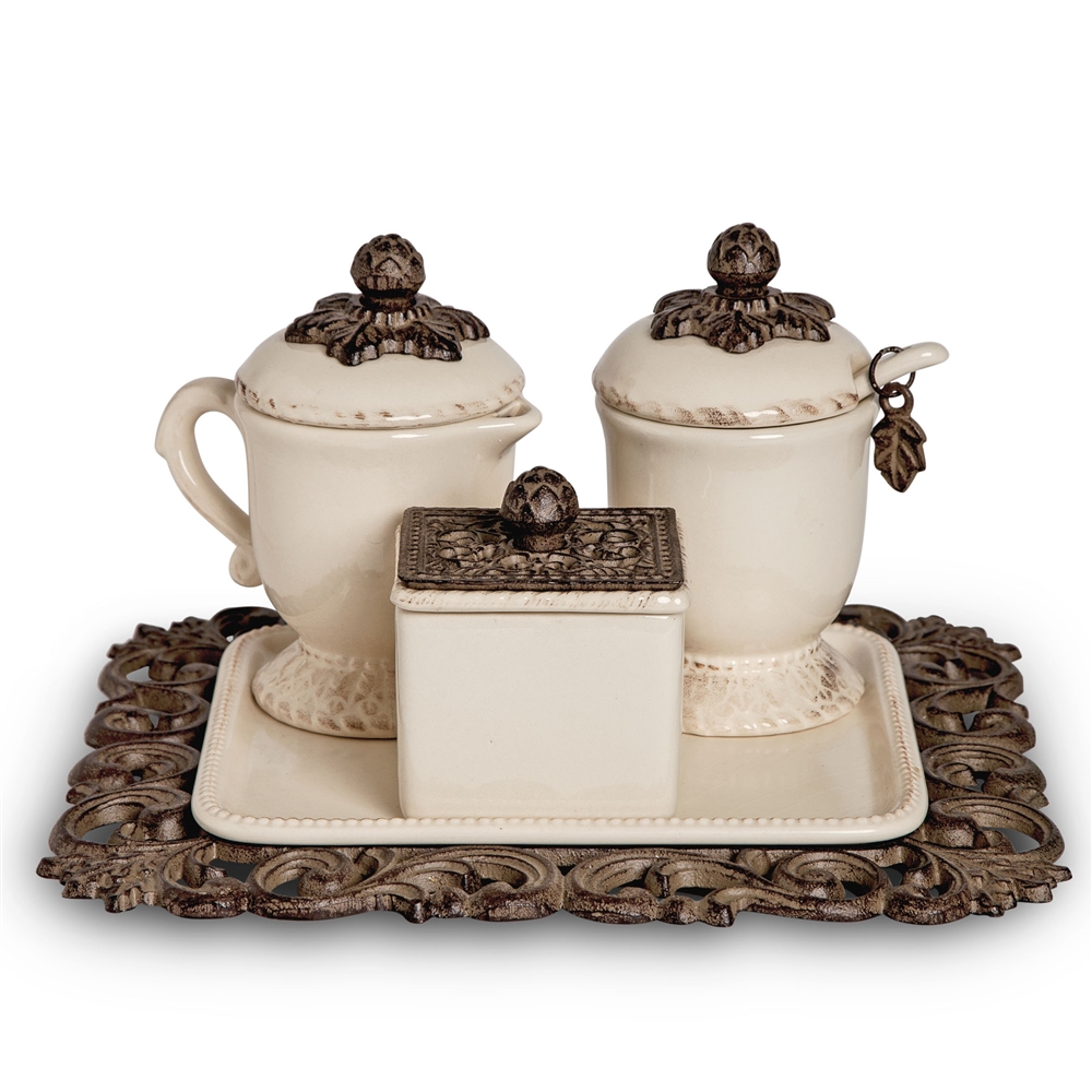 The GG Collection Creamer Sugar Sweetener Set On Tray - 31671
