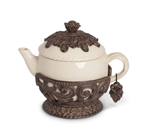 The GG Collection Teapot With Metal Holder and Charm