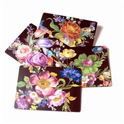 Mackenzie-Childs Black Flower Market Placemat Set Of 4