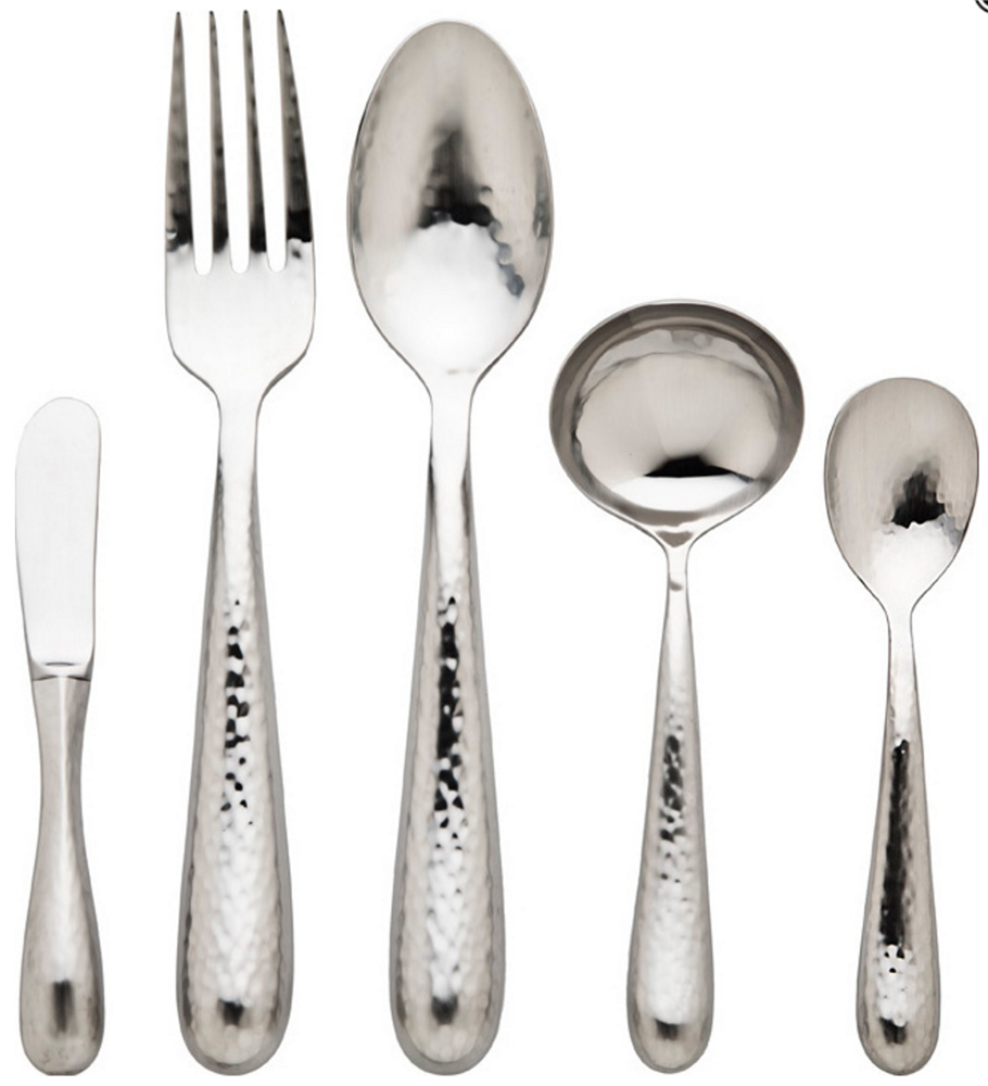 Ricci Argentieri Florence Satin Hammered 5-Piece Hostess Set