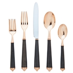 Ricci Argentieri Leopardo Oxidized Black W/Rose Gold 5pc. Flatware Service for 1