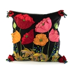 Mackenzie-Childs Poppy Square Pillow - Black