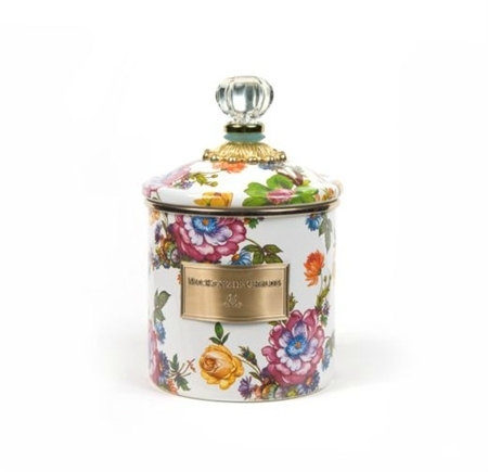 MacKenzie-Childs Flower Market Small Canister White