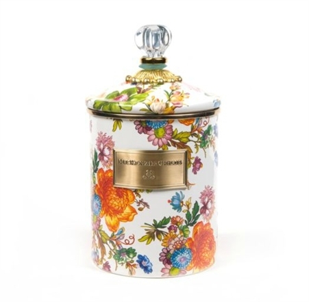 MacKenzie-Childs Flower Market Medium Canister White