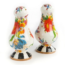 MacKenzie-Childs White Flower Market Large Salt & Pepper Shakers