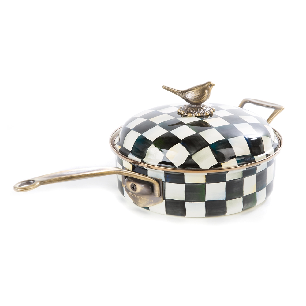 Mackenzie-Childs Courtly Check Enamel 3 Qt. Sauce Pan