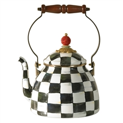 MacKenzie-Childs Enamelware Courtly Check Two Quart Tea Kettle