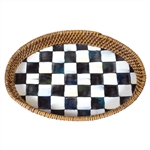 MacKenzie-Childs Enamelware Courtly Check Small Rattan Tray