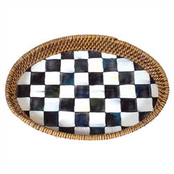MacKenzie-Childs Enamelware Courtly Check Small Rattan Tray