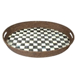 MacKenzie-Childs Enamelware Courtly Check Rattan Party Tray