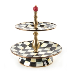 MacKenzie-Childs Courtly Check Enamel Two Tier Sweet Stand