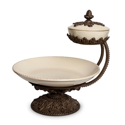 The GG Collection Chip and Dip Server w/ Lid Cream, Baroque