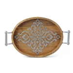 The GG Collection Wood-Metal Oval Tray