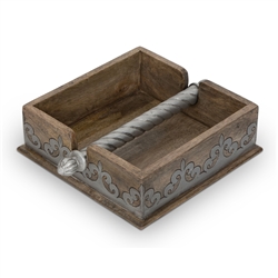 The GG Collection 7"sq Wood/Metal Napkin Holder