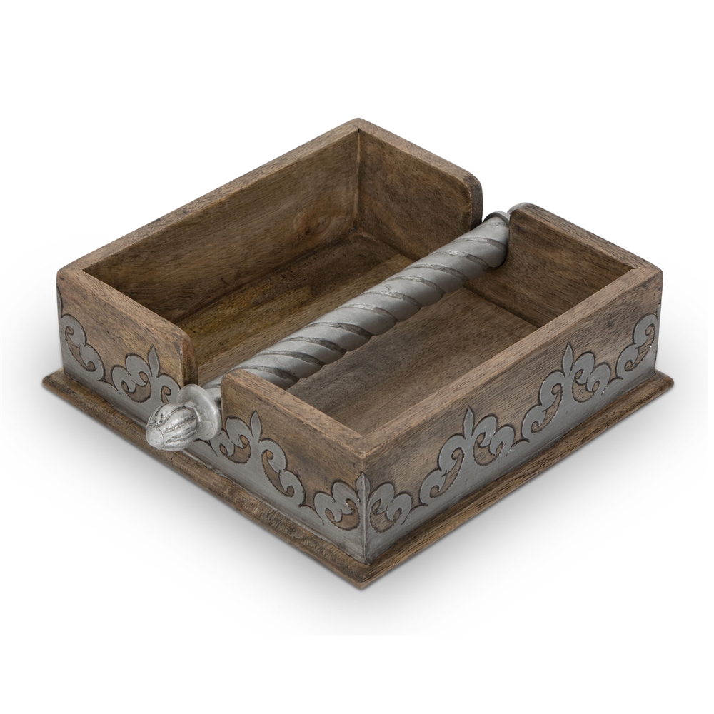 The GG Collection 7"sq Wood/Metal Napkin Holder