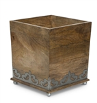 The GG Collection Wood and Metal Wastebasket