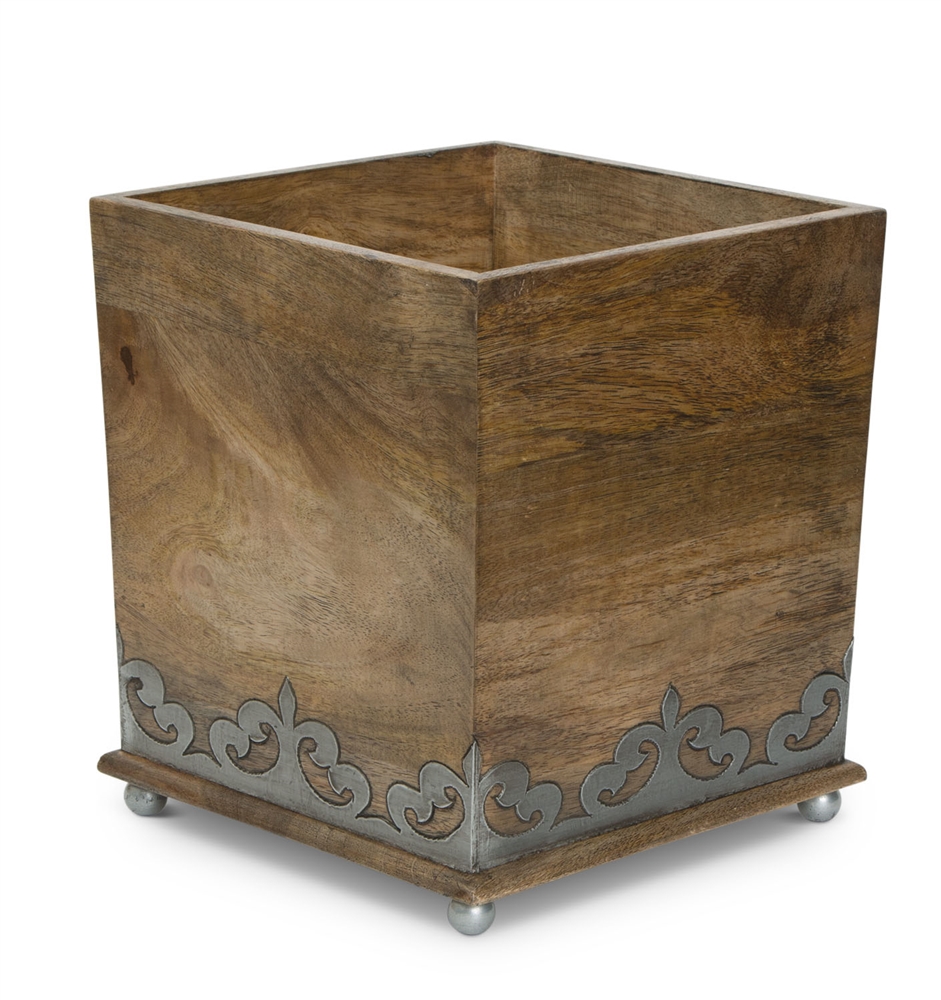 The GG Collection Wood and Metal Wastebasket