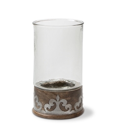 The GG Collection 12.5"H Wood Metal Candleholder