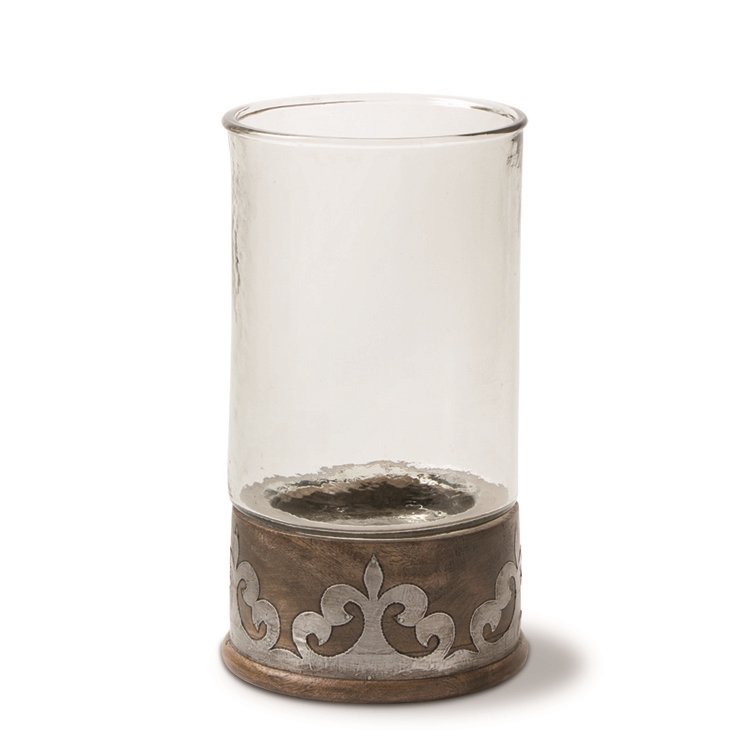 The GG Collection 14.5"H Wood Metal Candleholder