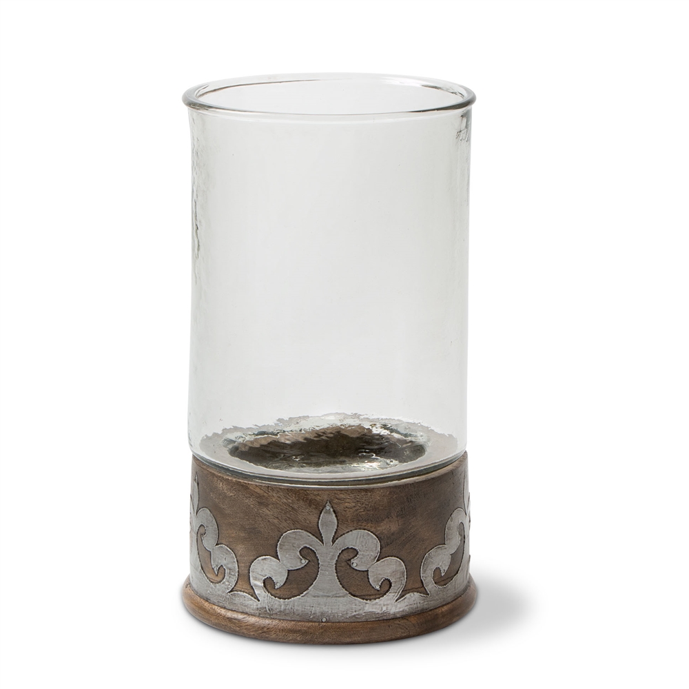 The GG Collection 16.5"H Wood Metal Candleholder