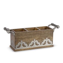 The GG Collection Wood w/Metal inlay Flatware Caddy