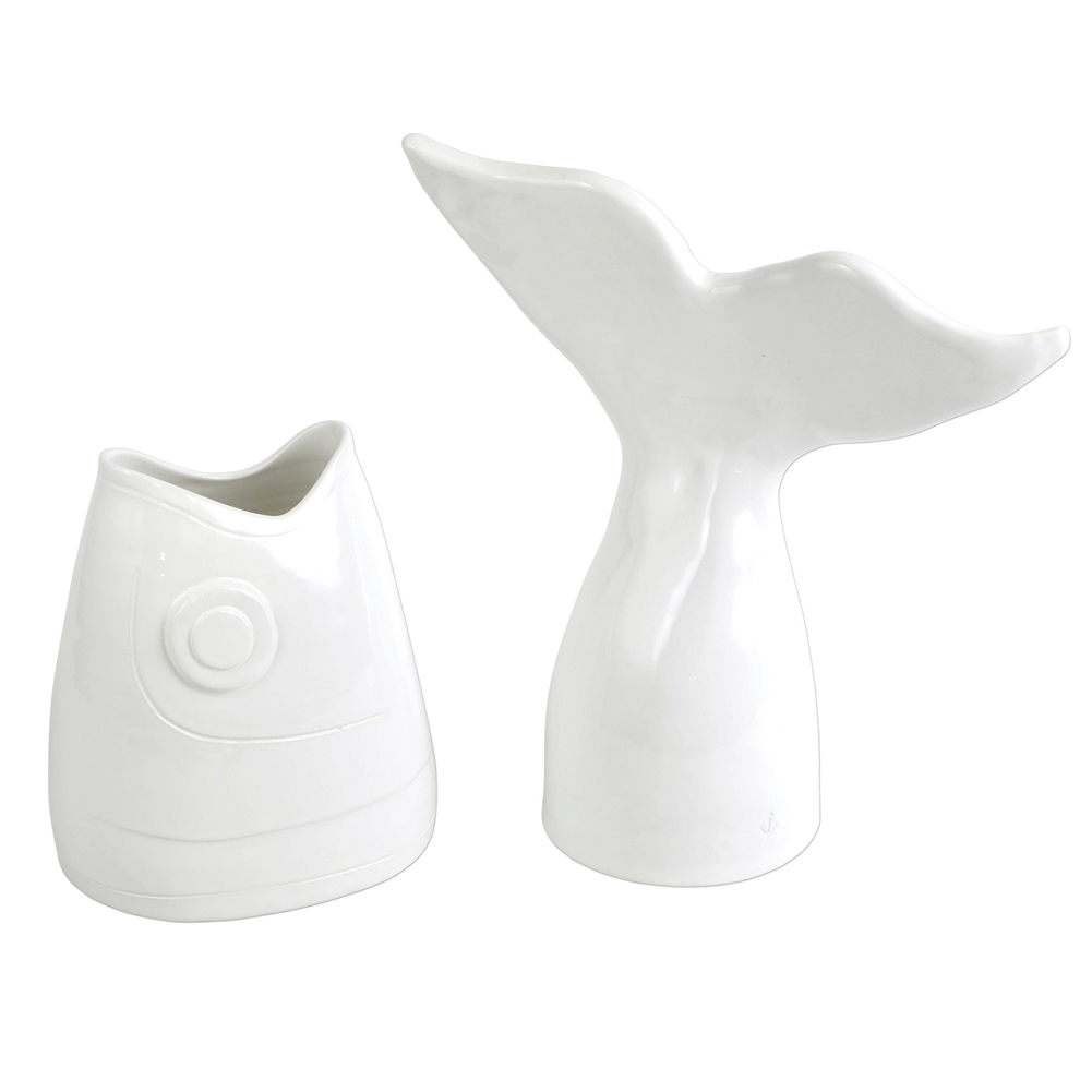 Vietri Acquatico White Large Fish Head & Tail Set