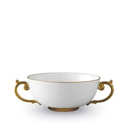 L'Objet  Aegean 24kt Gold Soup Bowl with 2 Handles.