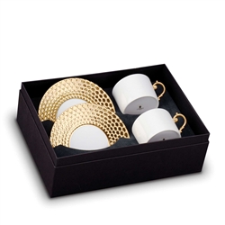 L'Objet Aegean Gold Tea Cup and Saucer Gift Box Set