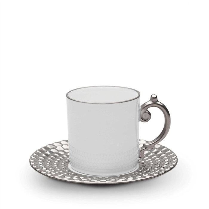 L'objet Aegean Platinum Espresso Cup and Saucer