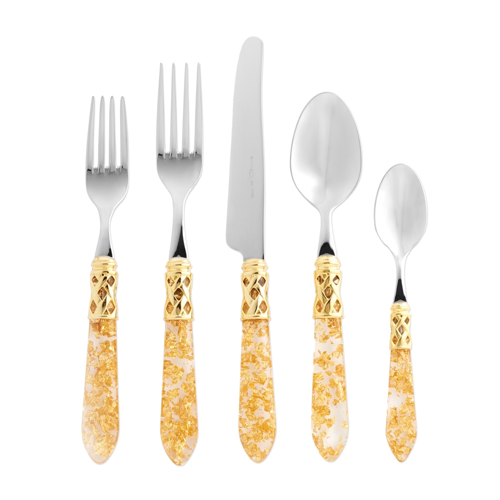 Vietri Aladdin Brilliant Gold Fleck Five-Piece Place Setting - ALD-9800GO-BG