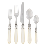 Vietri Alladin Ivory Stainless 5 Piece Place Setting