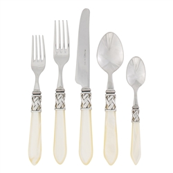 Vietri Alladin Ivory Stainless 5 Piece Place Setting