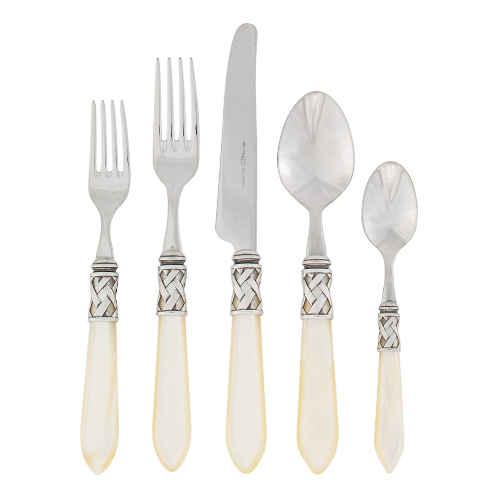 Vietri Alladin Ivory Stainless 5 Piece Place Setting