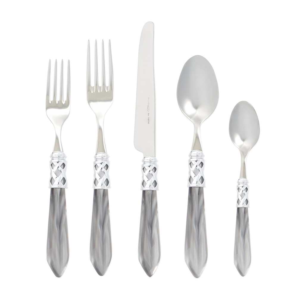 Vietri Aladdin Brilliant Light Gray Five-Piece Place Setting - ALD-9800LG-B