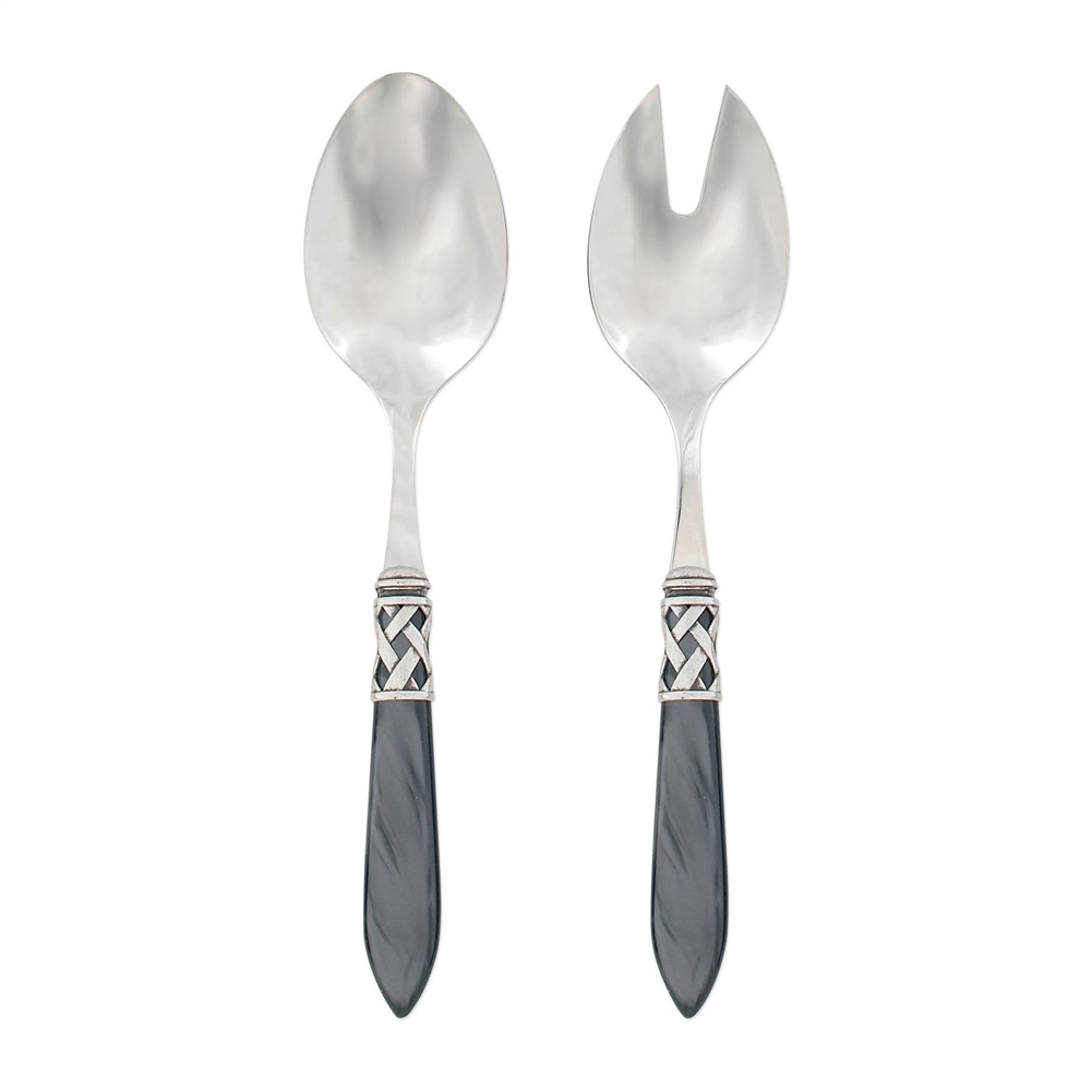 Vietri Aladdin Antique Charcoal Salad Server Set - ALD-9804CC