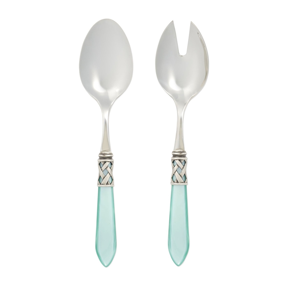 Vietri Aladdin Antique Light Blue Salad Server Set - ALD-9804LB