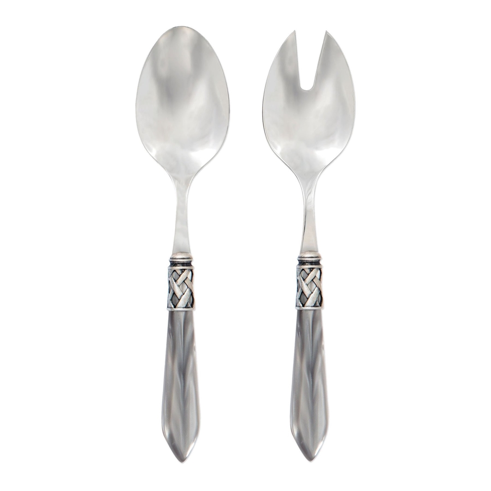 Vietri Aladdin Antique Light Gray Salad Server Set - ALD-9804LG