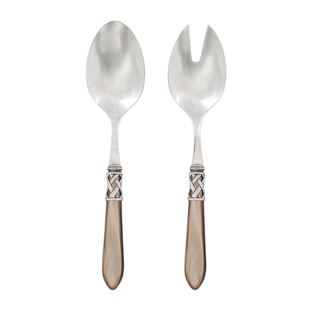 Vietri Alladin Taupe Stainless Salad Servers