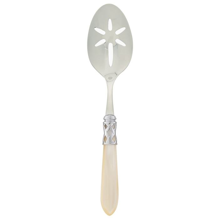 Vietri Aladdin Ivory Brilliant Slotted Serving Spoon